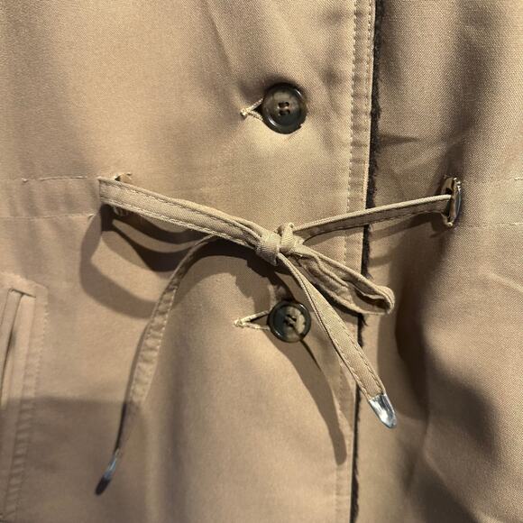 La Sport Large Vintage Ladies Jacket 60's Khaki Black Faux Fur Removable Hood - Picture 6 of 14